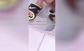 Beautiful girl poops in the toilet 6