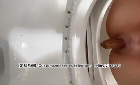 Beautiful girl poops in the toilet 35