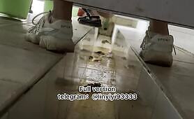 Beautiful girl poops in the toilet 90