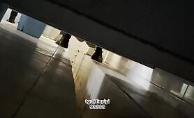 Beautiful woman poops in the toilet