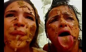  Lesbian Scat Sex: Two Girls Smearing Poop, Puking on Each Other's Heads