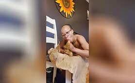 Scat babe rides dildo deep in shitty ass then smears mess on pussy and clit while sucking filthy toy