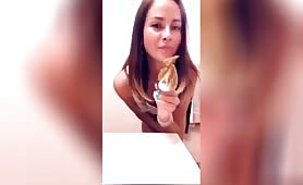 Petite Scat Girl Eats Her Own Shit from Huge Butt Plug