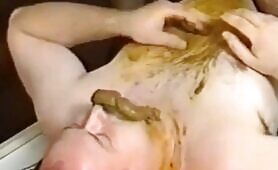 Vintage scat couple shitting and smearing poop