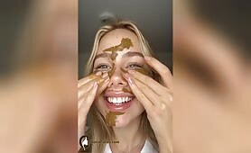 18yo Blonde Smearing Shit on Her Cute Face