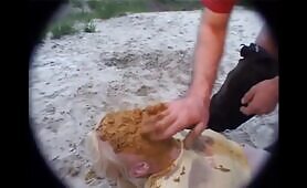 Hot German Teen Scat Slut Takes a Nasty Face Full of Shit from Horny Dude on the Beach