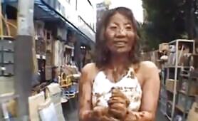 Hot Japanese Scat Babe Struts Her Shit-Covered Bod Through Crowded Streets 