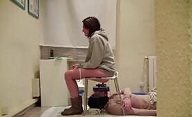 Filthy Scat Slave Mouth-Fed by Hot Girls Dropping Loads One by One