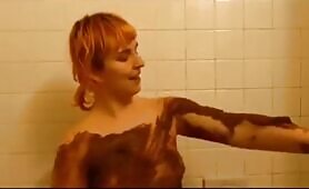 Filthy Scat Girl Covers Sexy Body with Saved Shit in Messy Solo Scat Porn